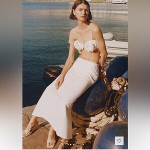 Mango Cream Midi Slit Skirt